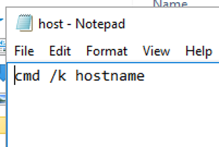 contents of bat file “cmd /k hostname”