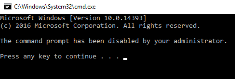 Command prompt disabled