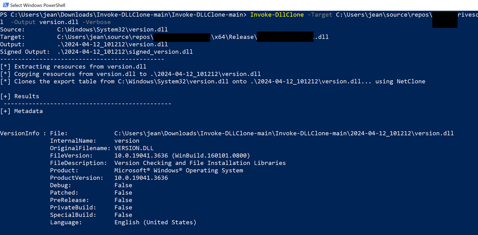 Modifying DLL metadata with Invoke-DLLClone