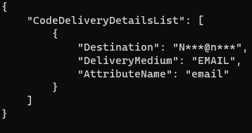 Code delivery details list echoing back a sanitized listing of edited attributes