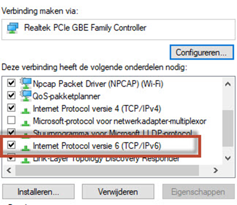 Internet Protocol version 6 (TCP/IPv6) shown in default settings.